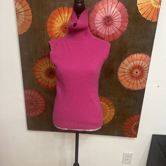 100% Cashmere Sleeveless TurtleNeck Sweater Softgirl Quiet Luxe Sz M - Picture 1 of 6